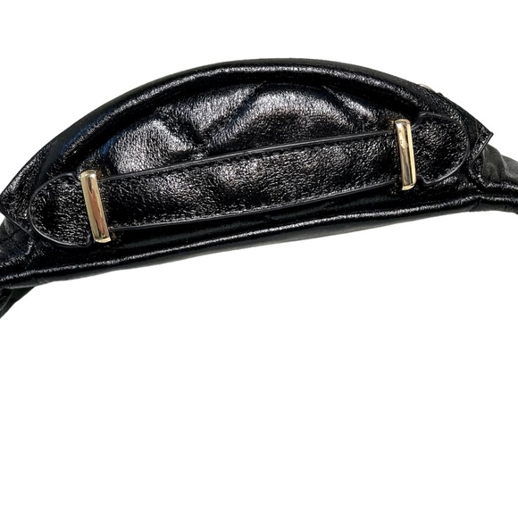 SOLD Quilted Vegan Faux Leather Belt Bag Adjustable Fanny Pack Metallic Black - Picture 4 of 10